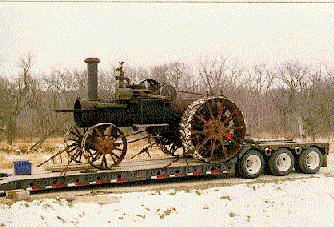 Engine loaded on trailer